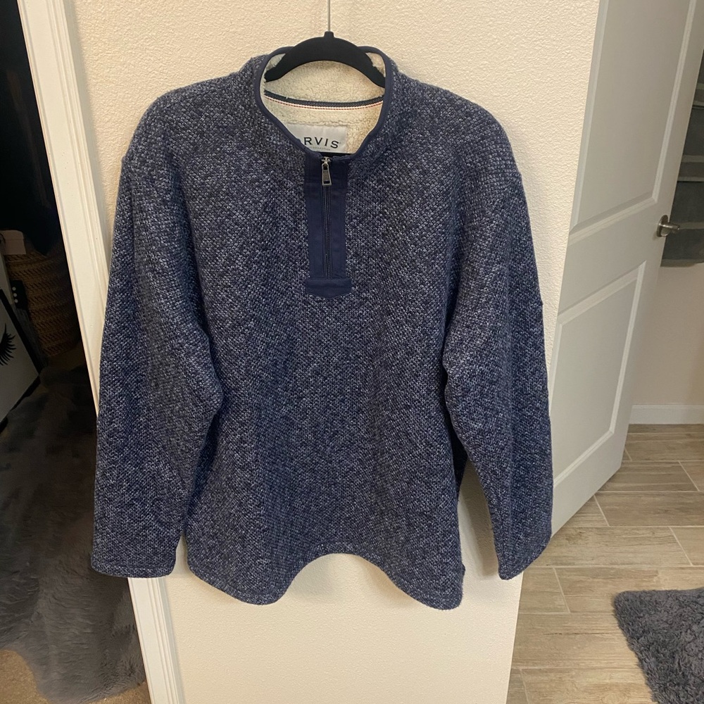 Orvis Men's Heathered Navy Zip-Up Sweater